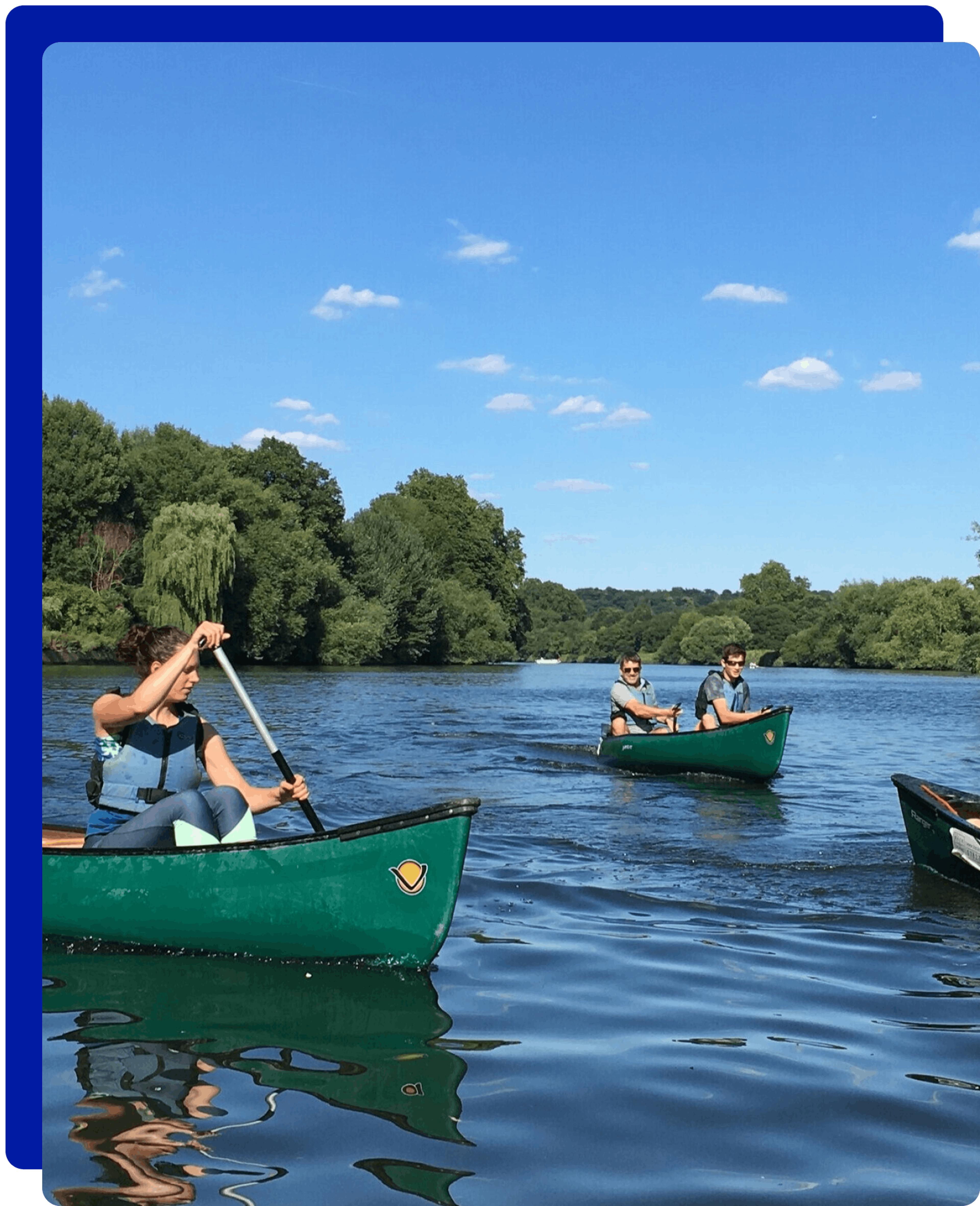 Group canoeing in River Thames