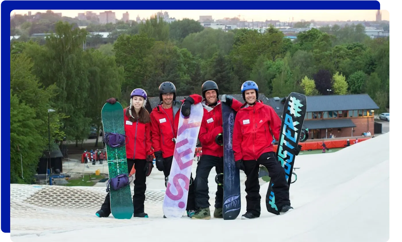 Group snowboarding at Norfolk Snowsports Club