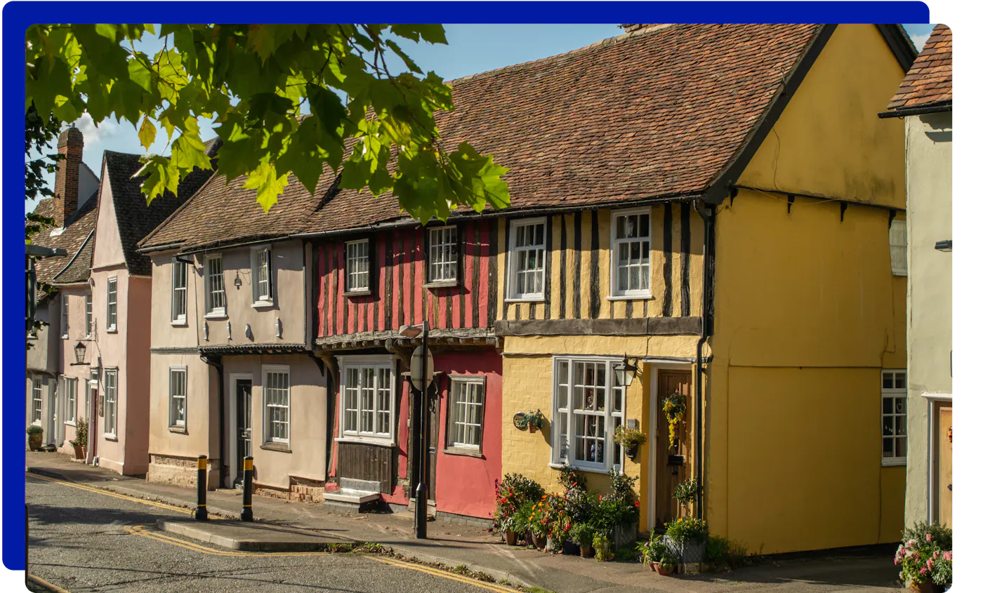 Colourful houses in Essex