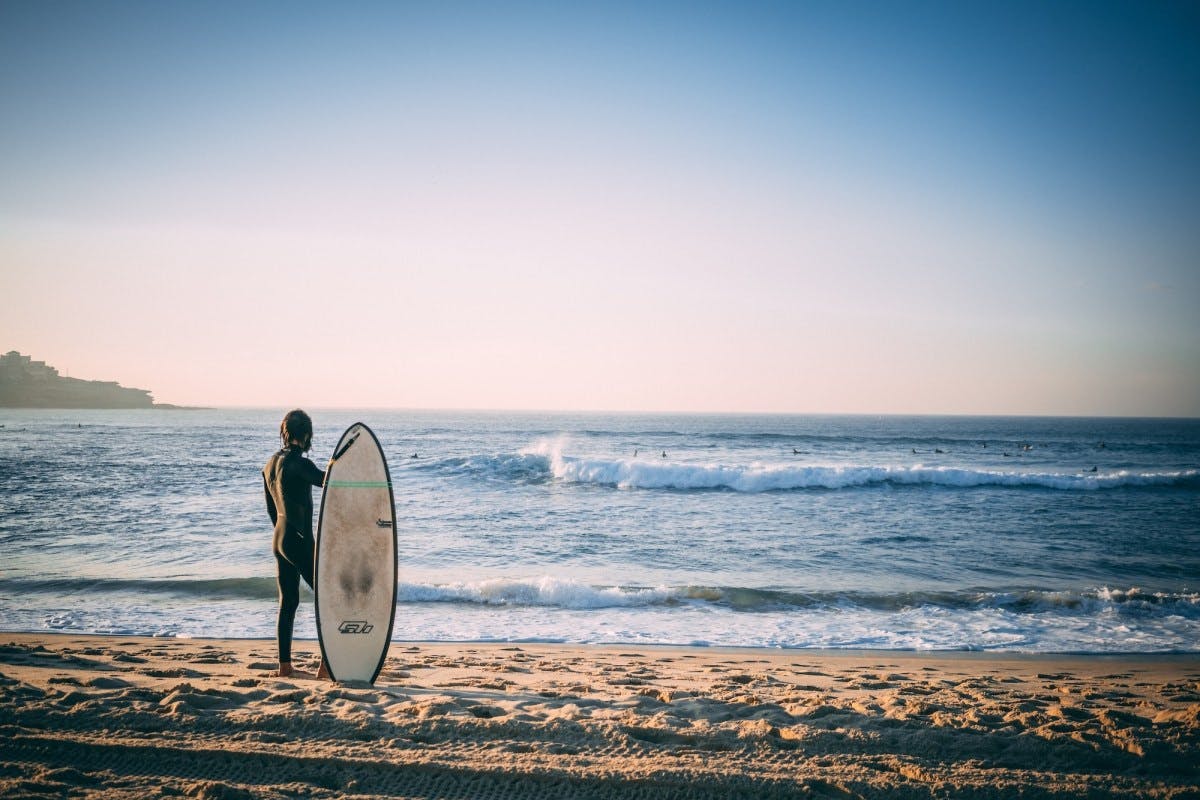 surfer on a beach