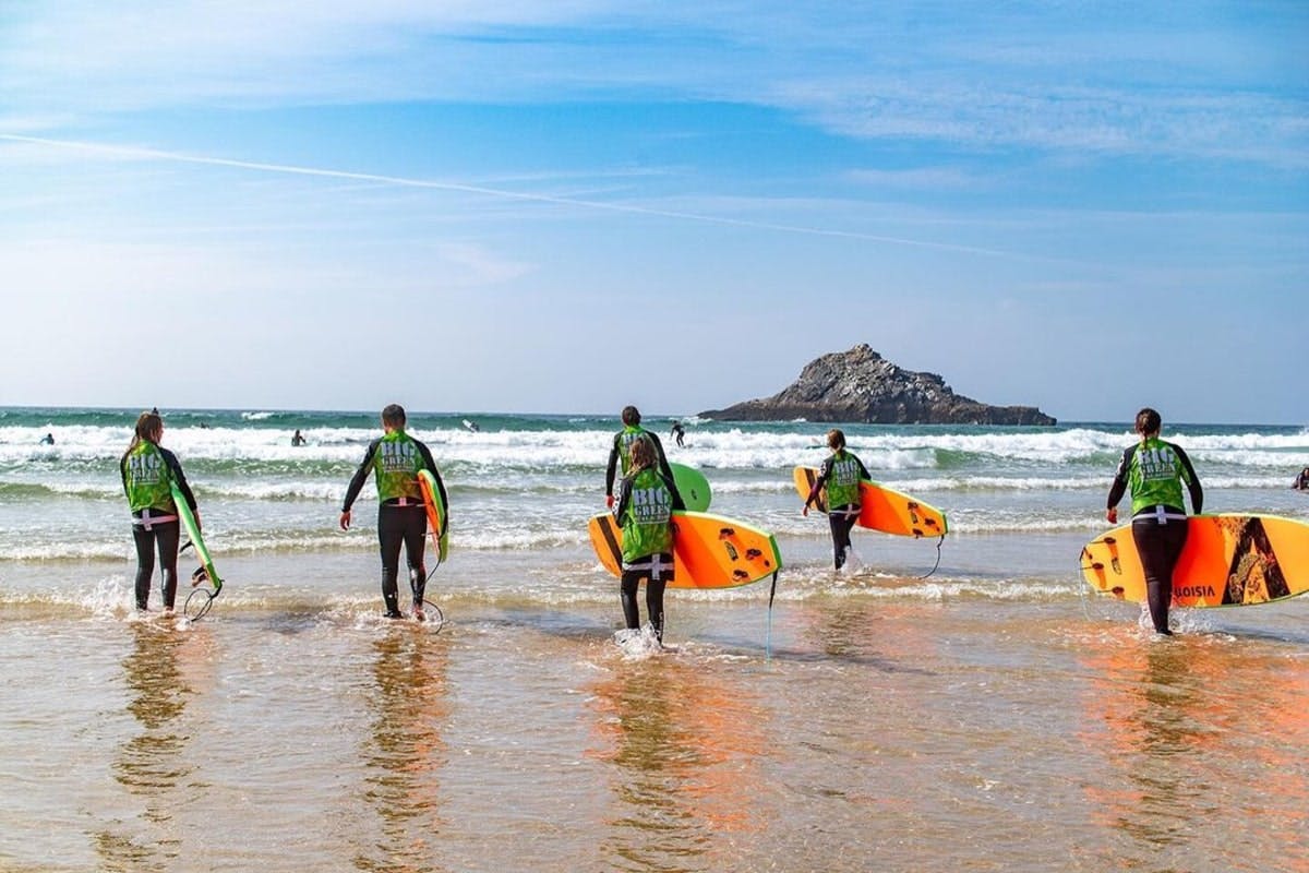 big green surf school crantock newquay