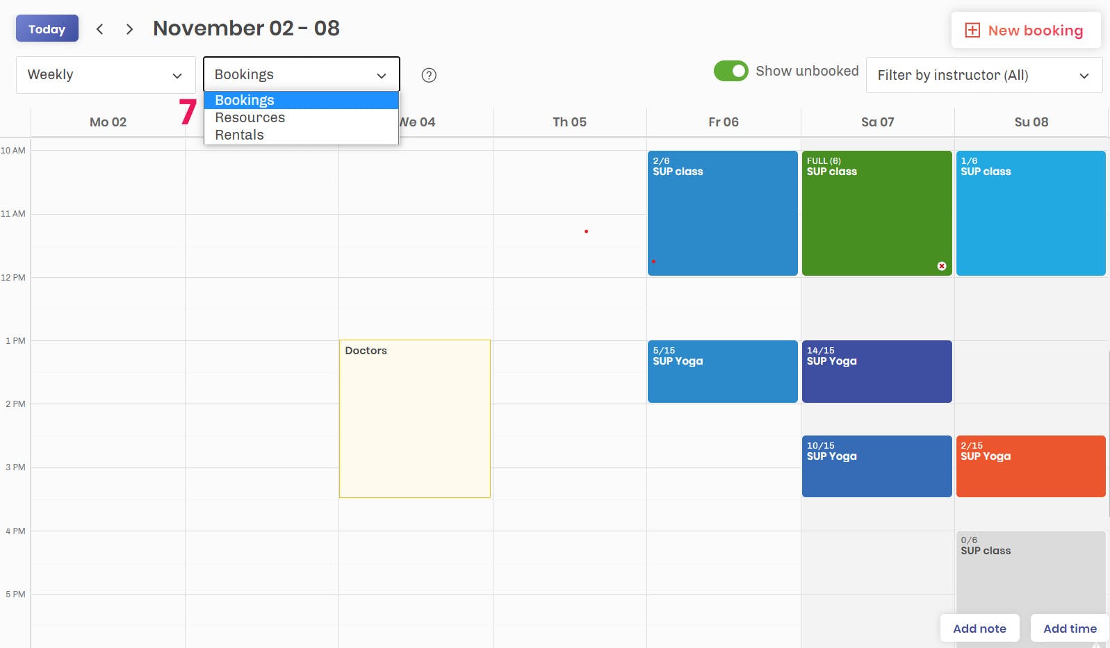 Calendar view booking system 