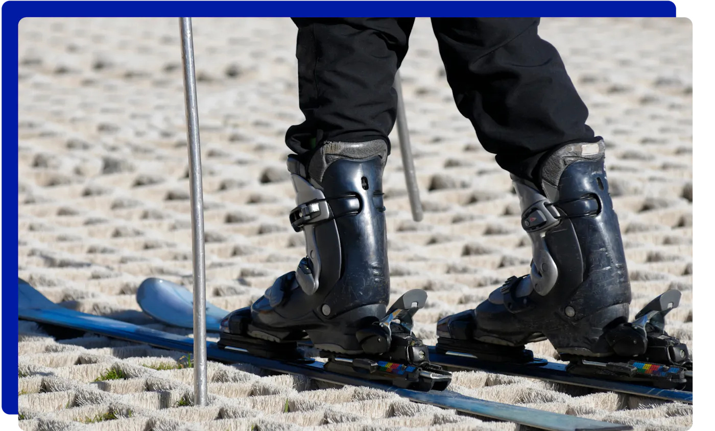 Skiing on dry ski slope in Cardiff