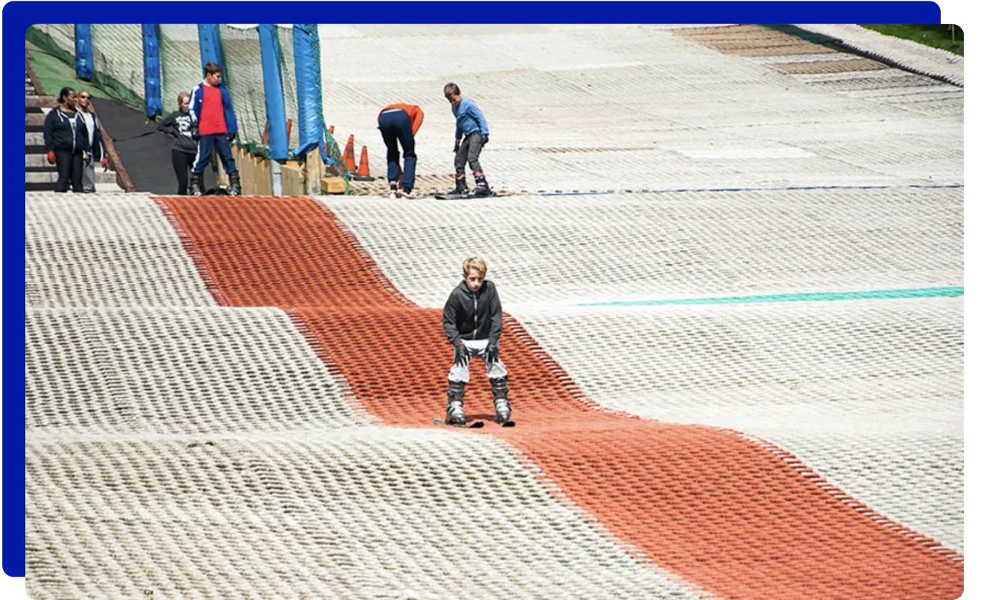 Group of boys learning to ski in Devon