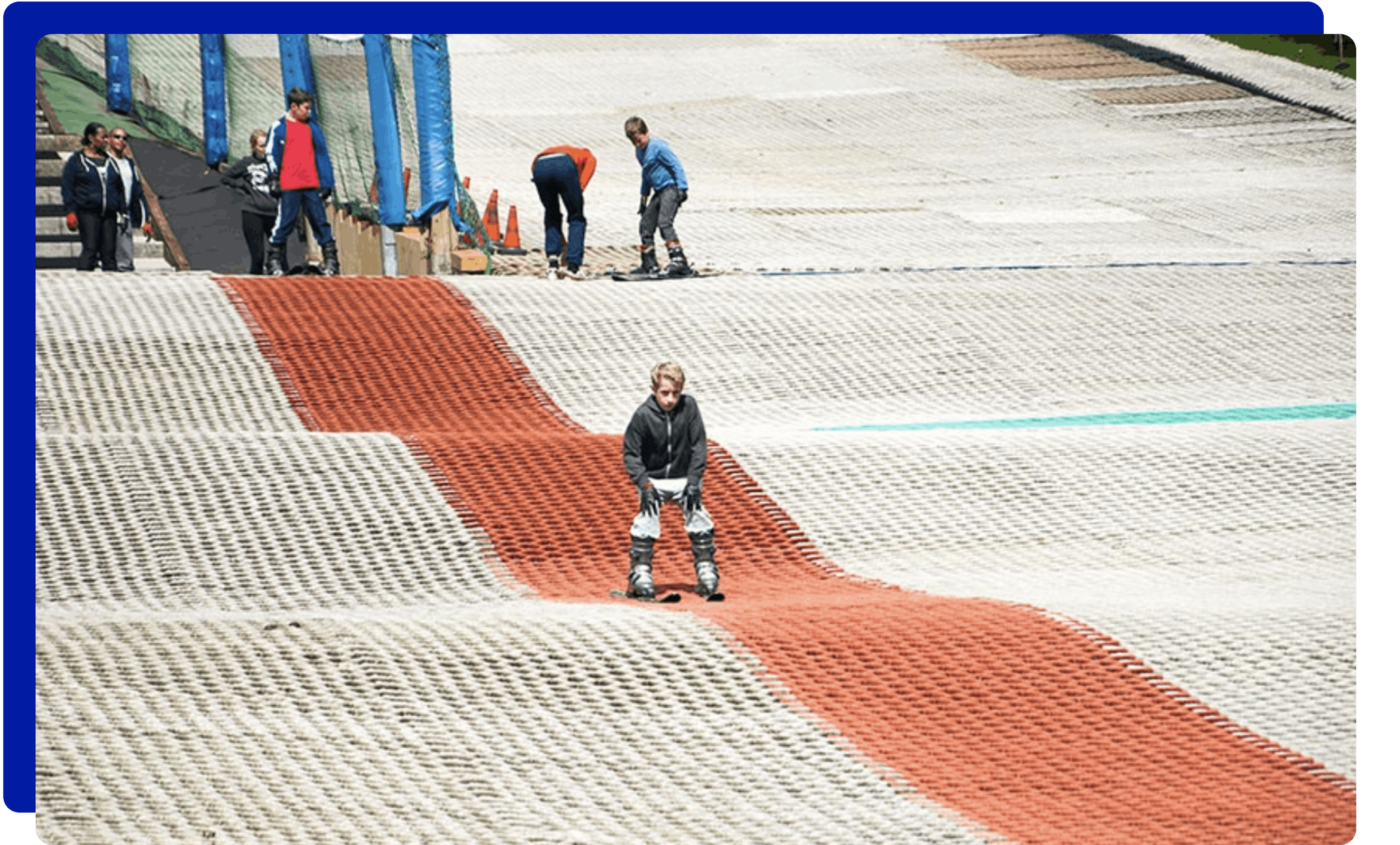 Group of boys learning to ski in Devon