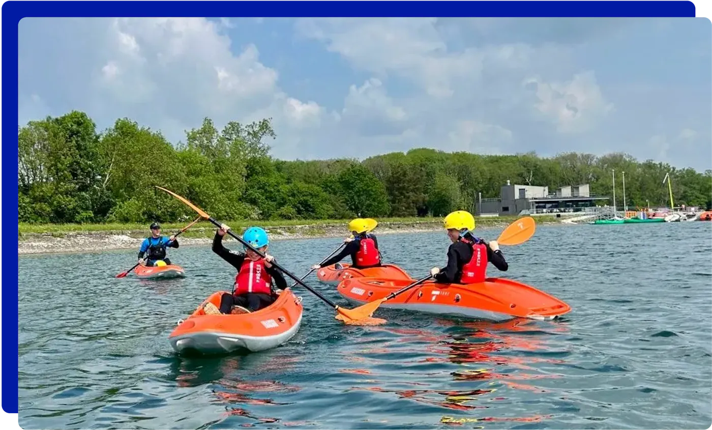 Children kayaking in Cardiff