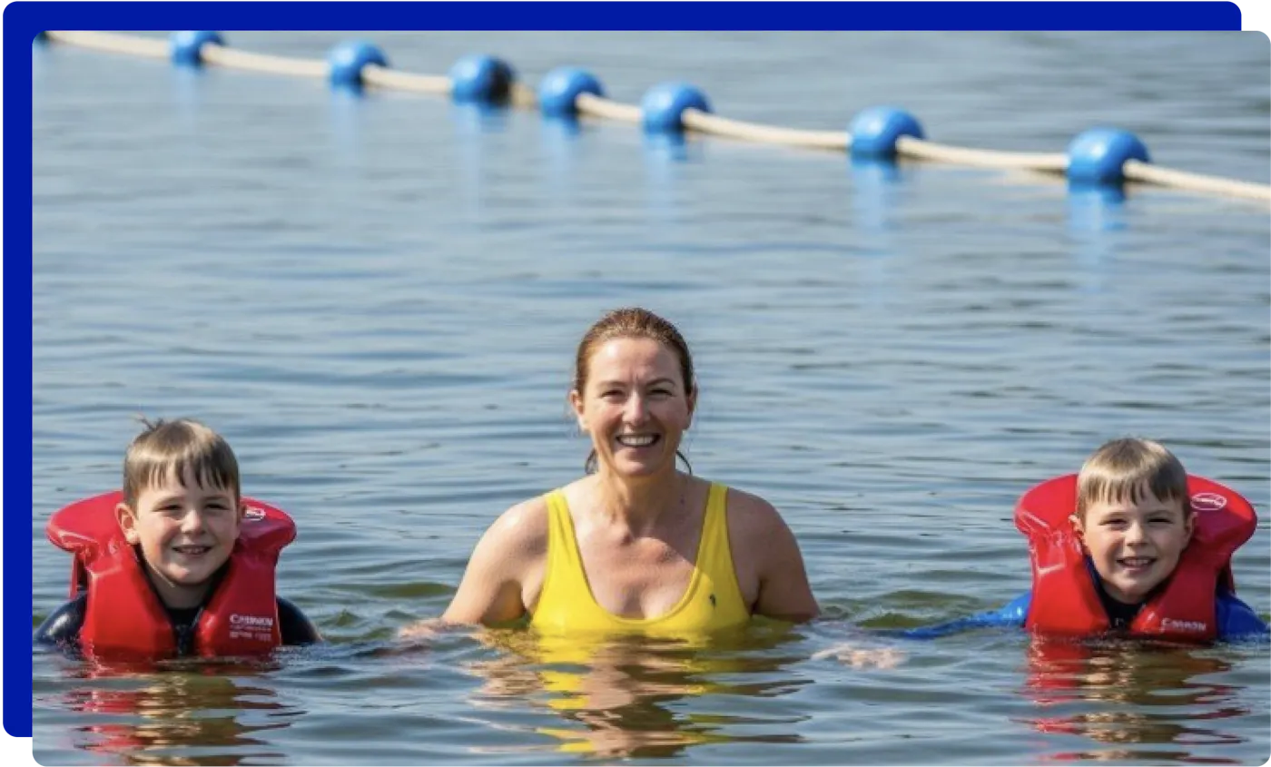 Family swimming in Cardiff