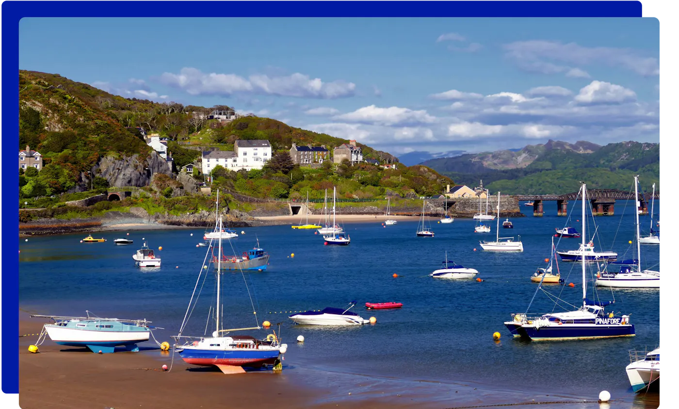 Sailing boats in Barmouth harbour, Gwynedd