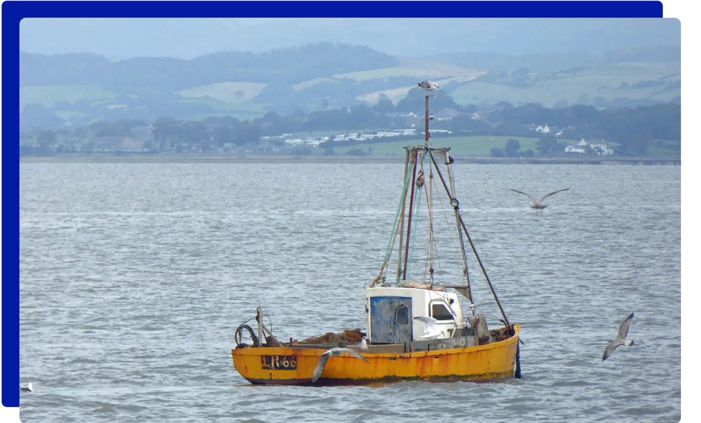 Fishing boat on Morecambe Bay, Lancashire
