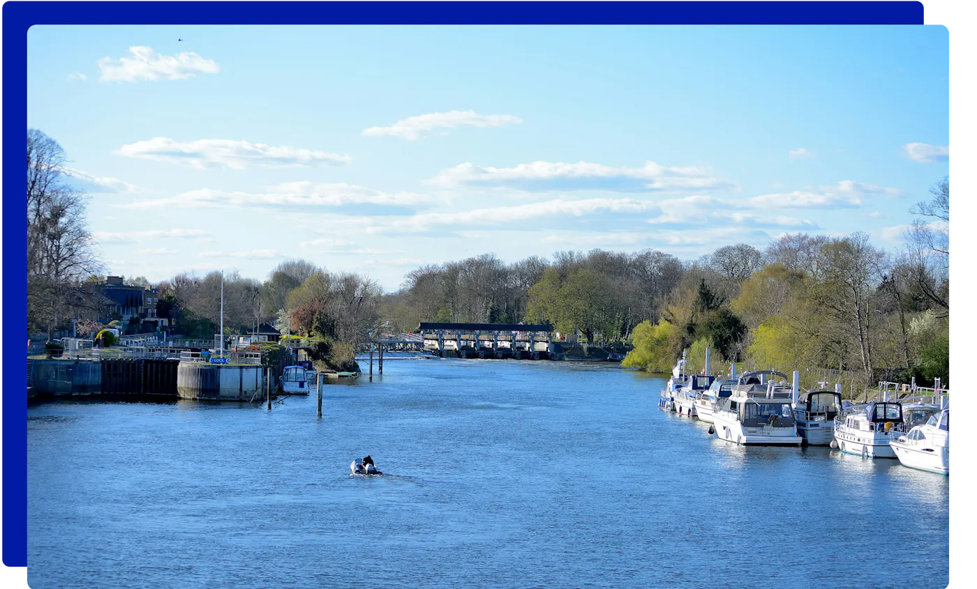 Rower on the River Thames at Molesey Lock
