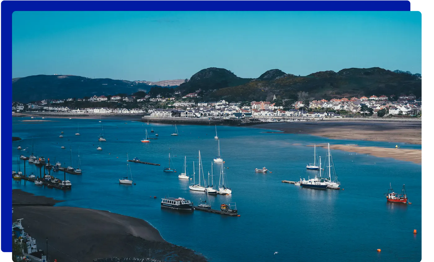 Sailing boats moored on the Conwy estuary