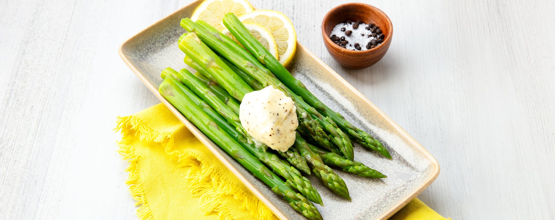 Asparagus topped with Sea Salt & Black Pepper flavored butter