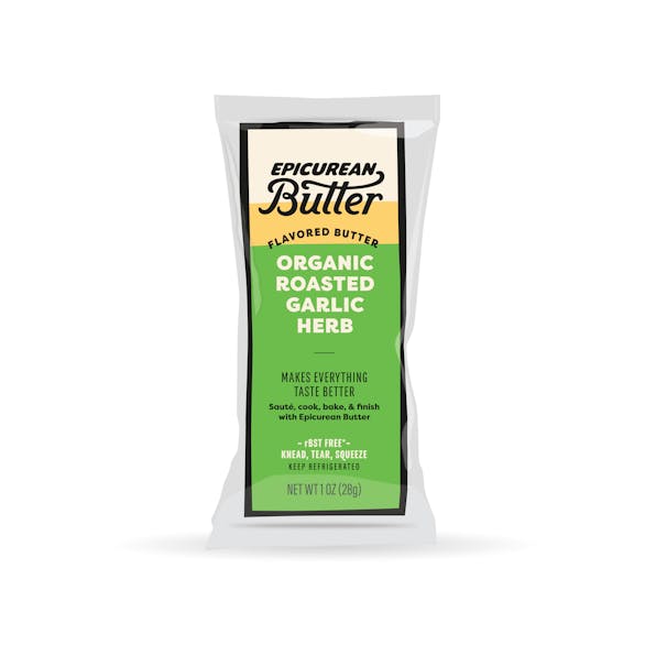 Epicurean Butter Organic Roasted Garlic Herb Flavored Butter 1oz Squeeze Packet