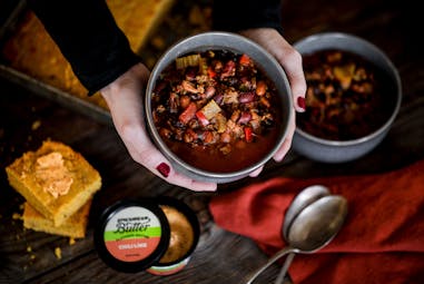 Three Bean Chili with Epicurean Butter Chili Lime Flavored Butter