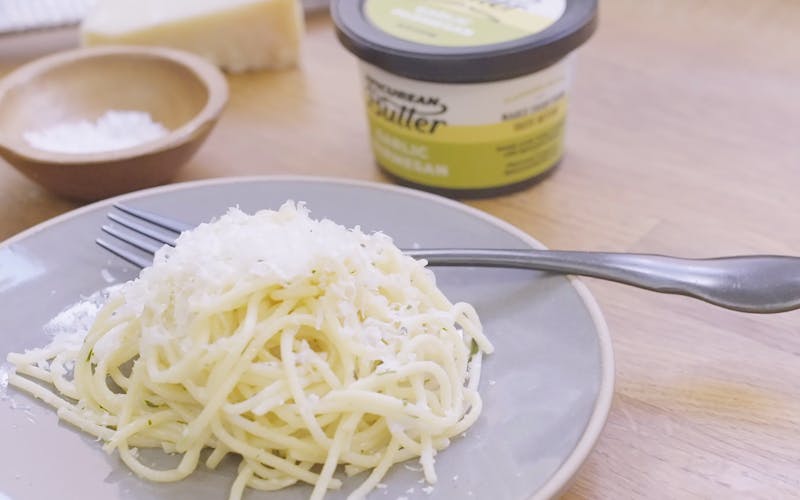 Butter Noodles with Epicurean Butter Garlic Parmesan Flavored Butter