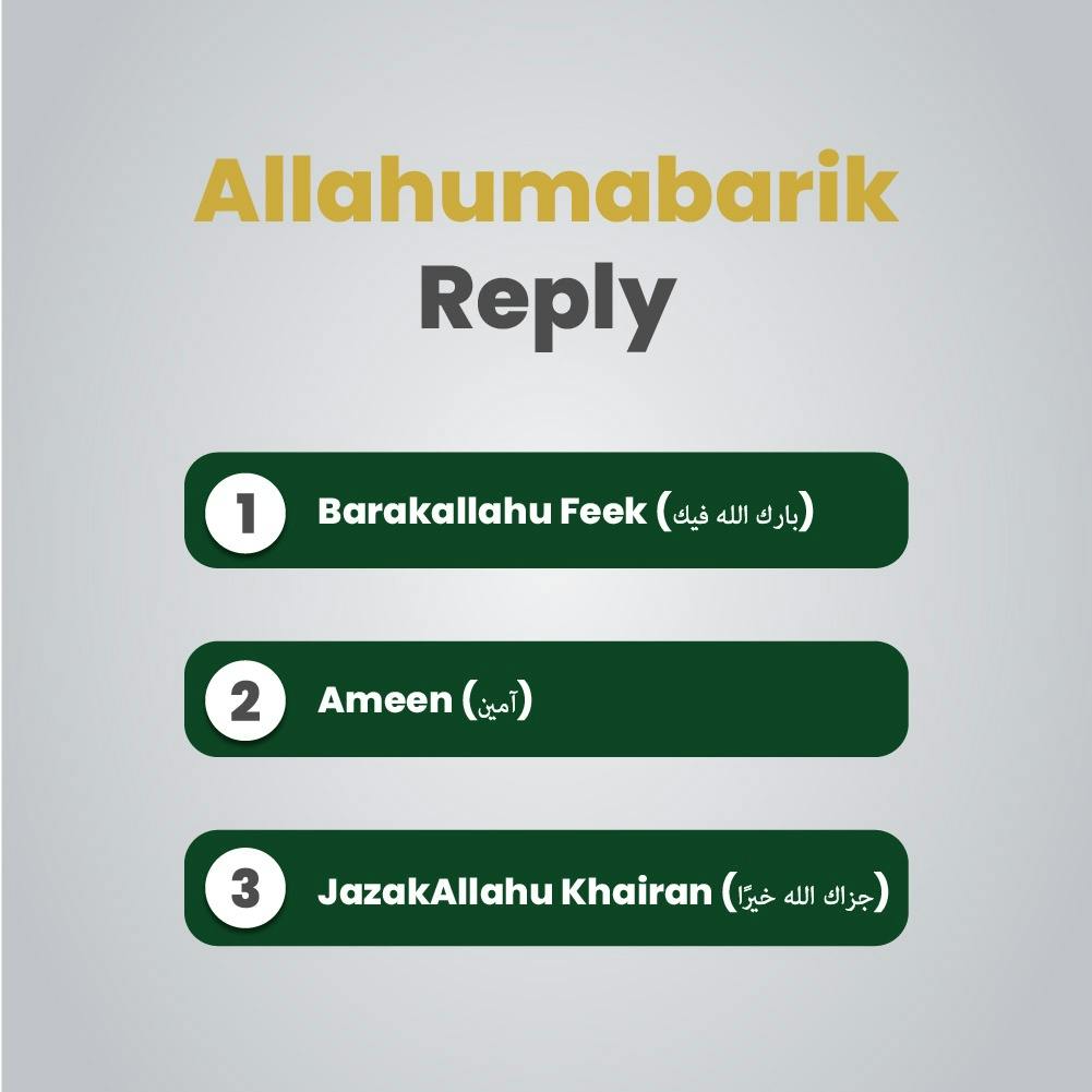 Allahumma Barik Reply  Understand  how to respond to allahumma barik and its benefits with different phrases