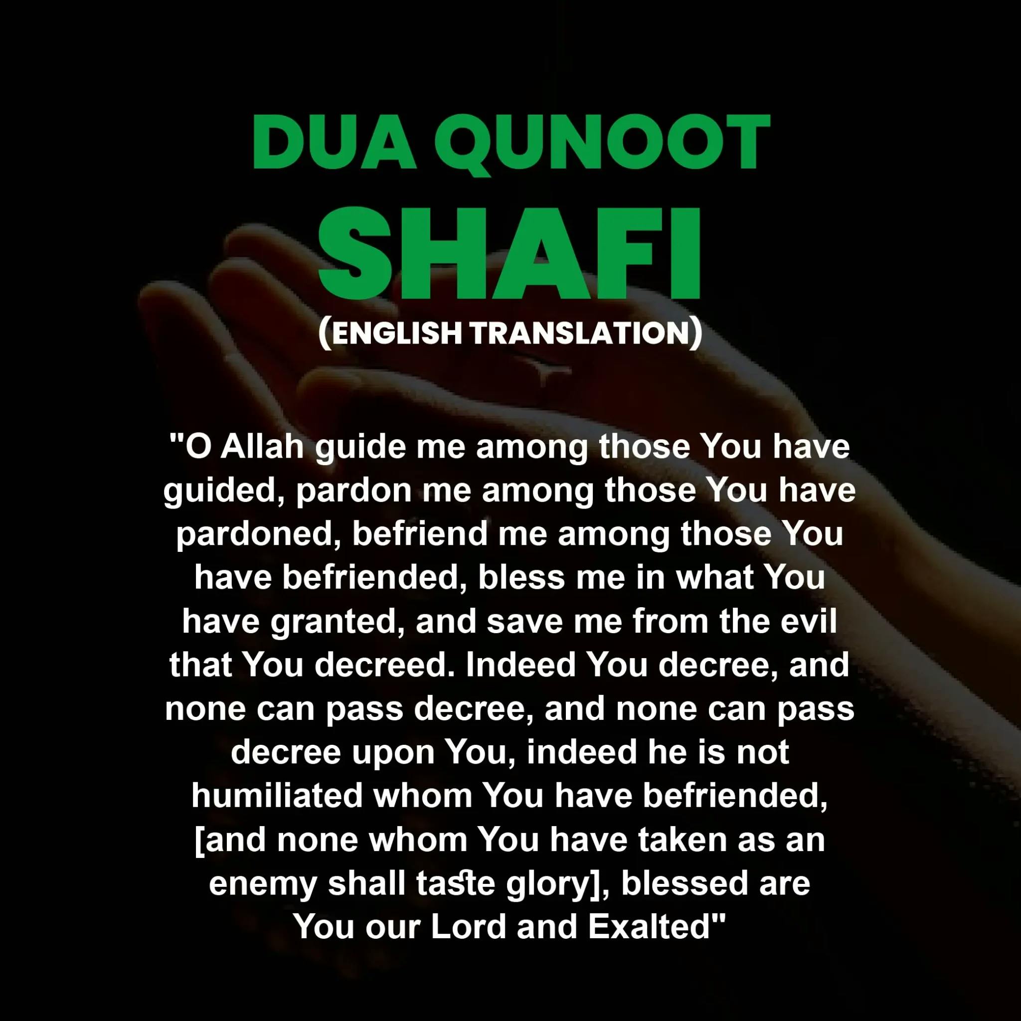 dua qunoot english translation in shafi version