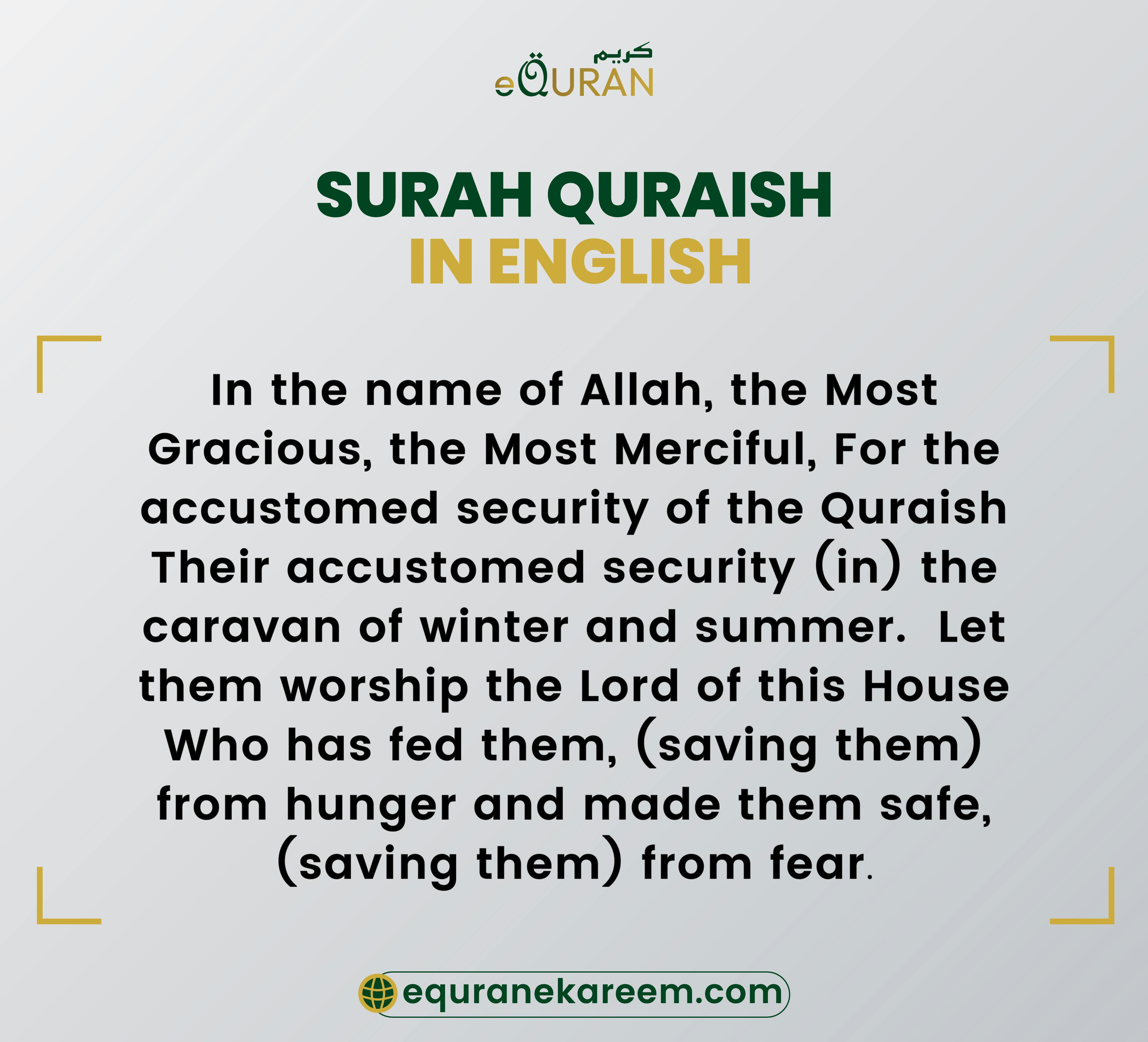 Surah Quraish in English translation 