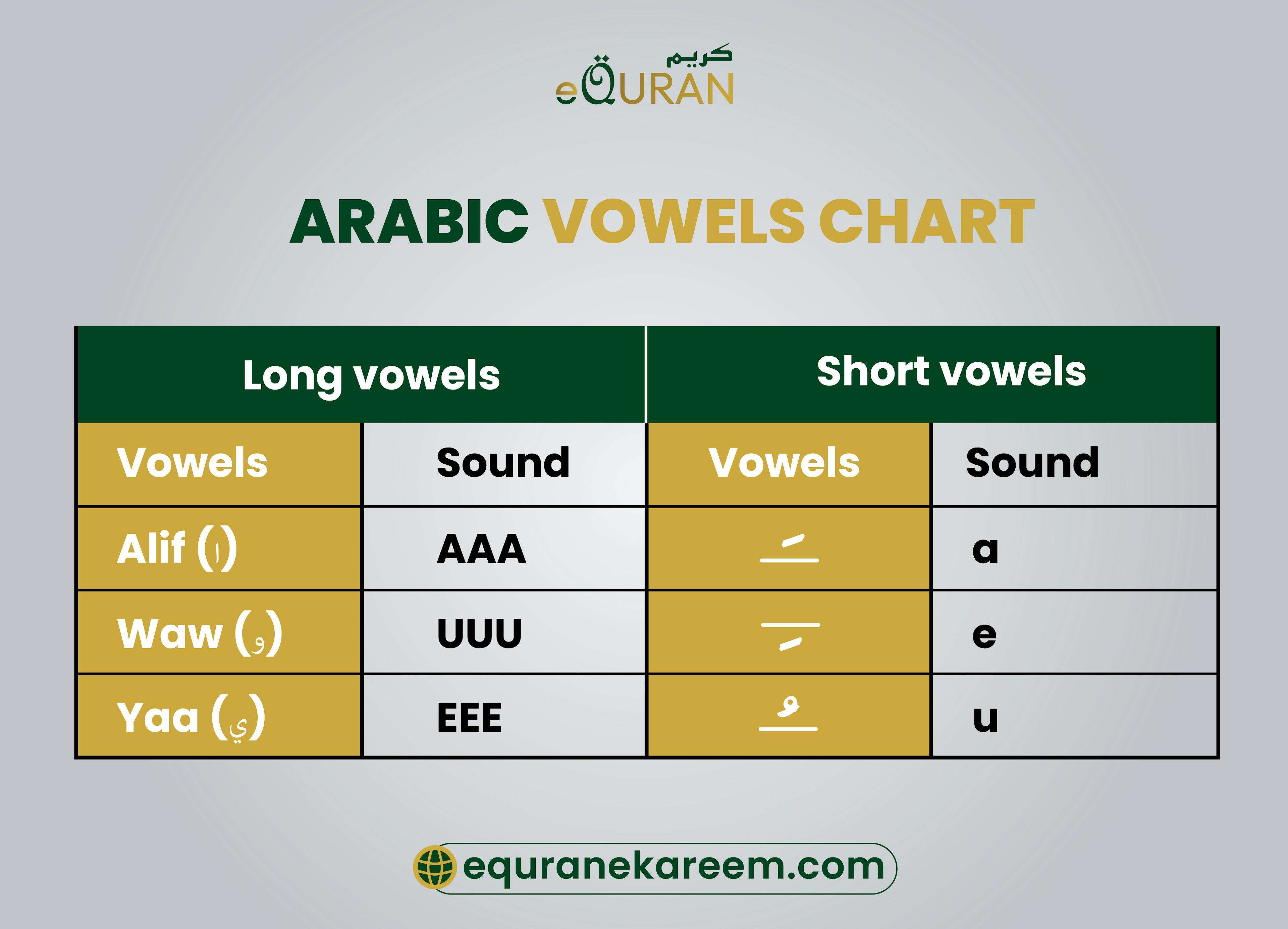 Arabic Vowels and Arabic Consonants difference between  Long Vowels in Arabic Language and Arabic Short Vowels