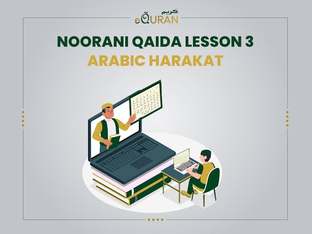 Noorani Qaida Lesson 3 with  Arabic Harakat, Arabic diacritics and  Arabic vowel marks