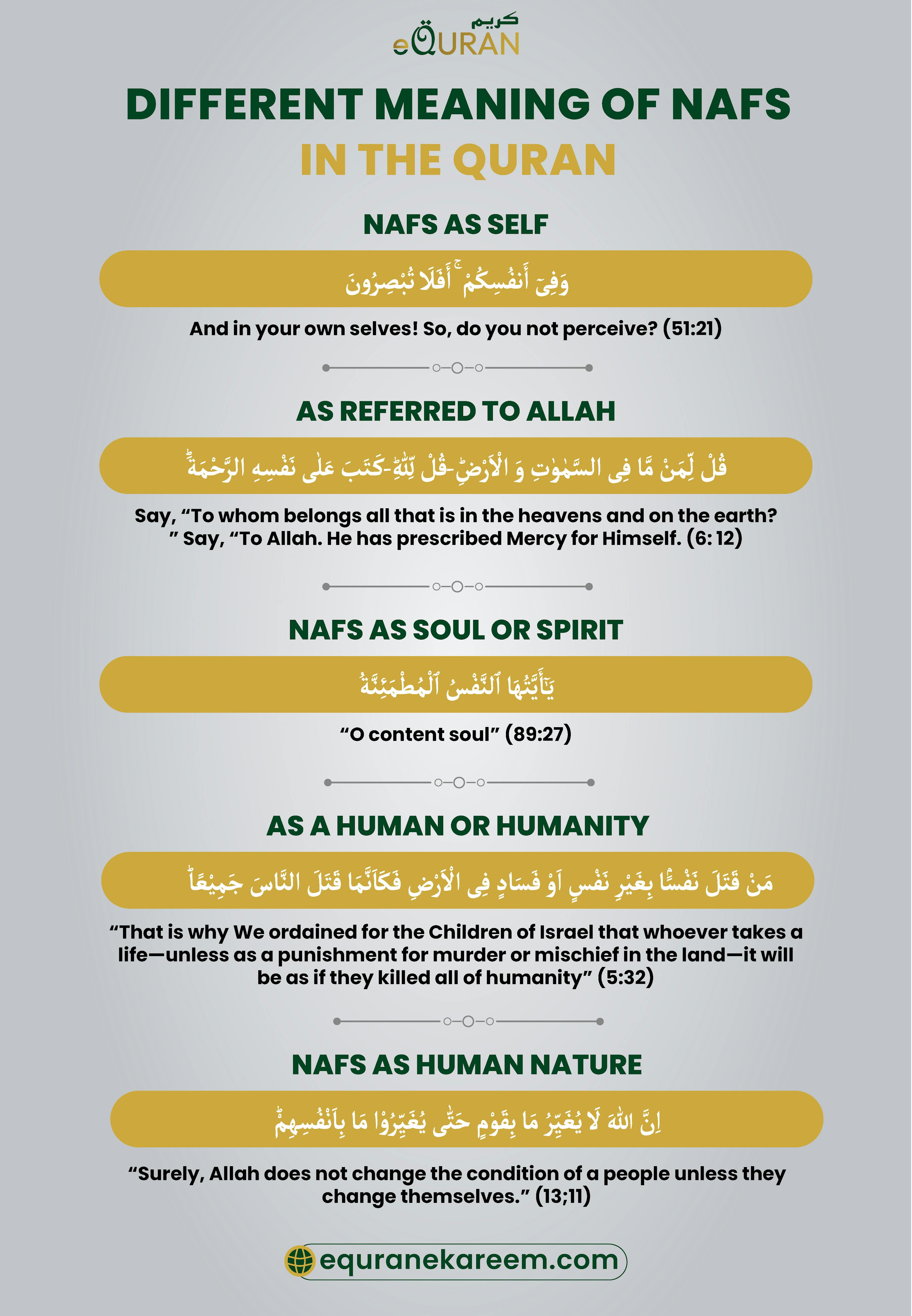 Different Meaning of Nafs In the Quran appears with different contents and references


