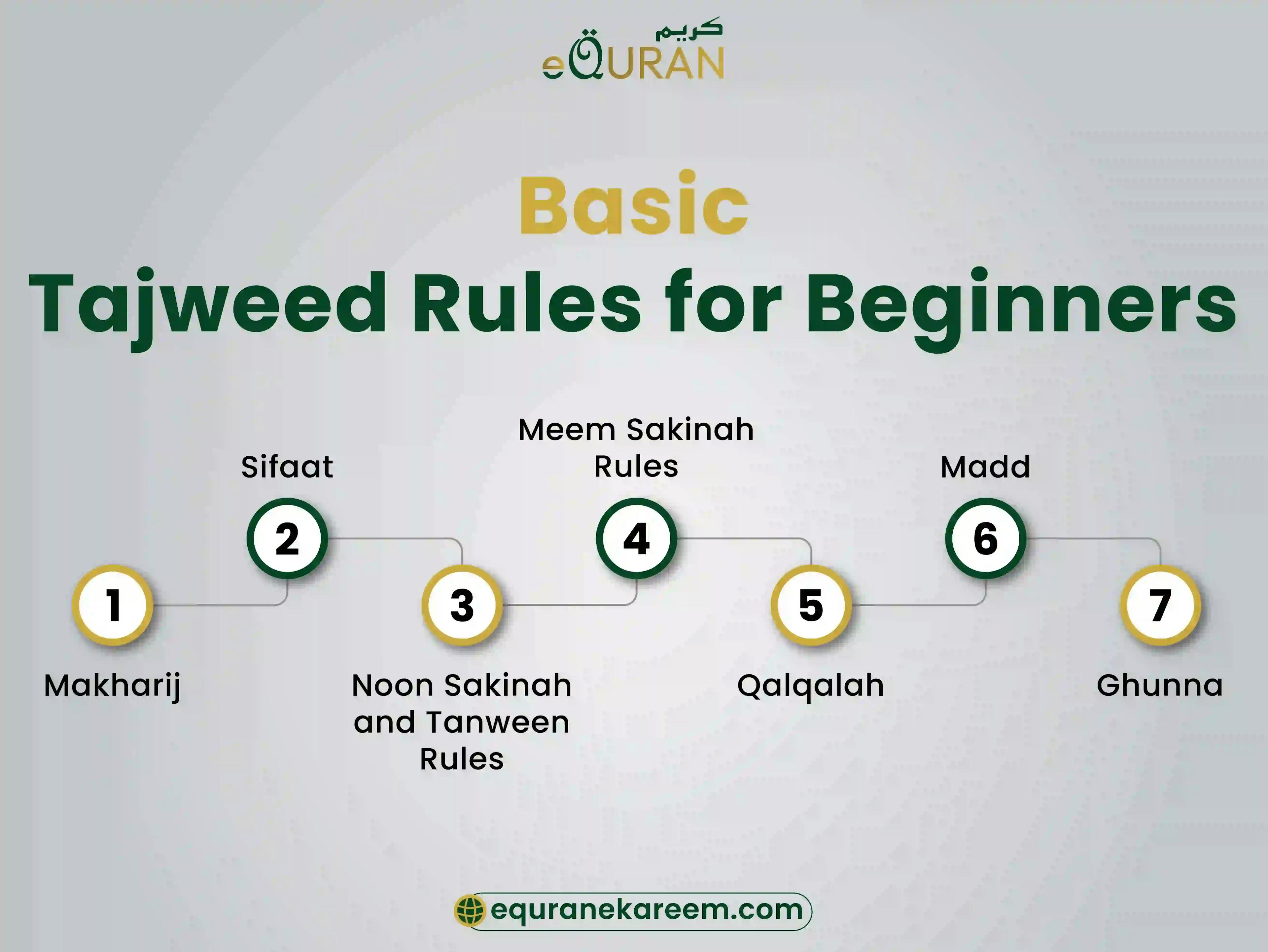 Basic to advanced Tajweed rules for beginners to articulate Quranic lesson