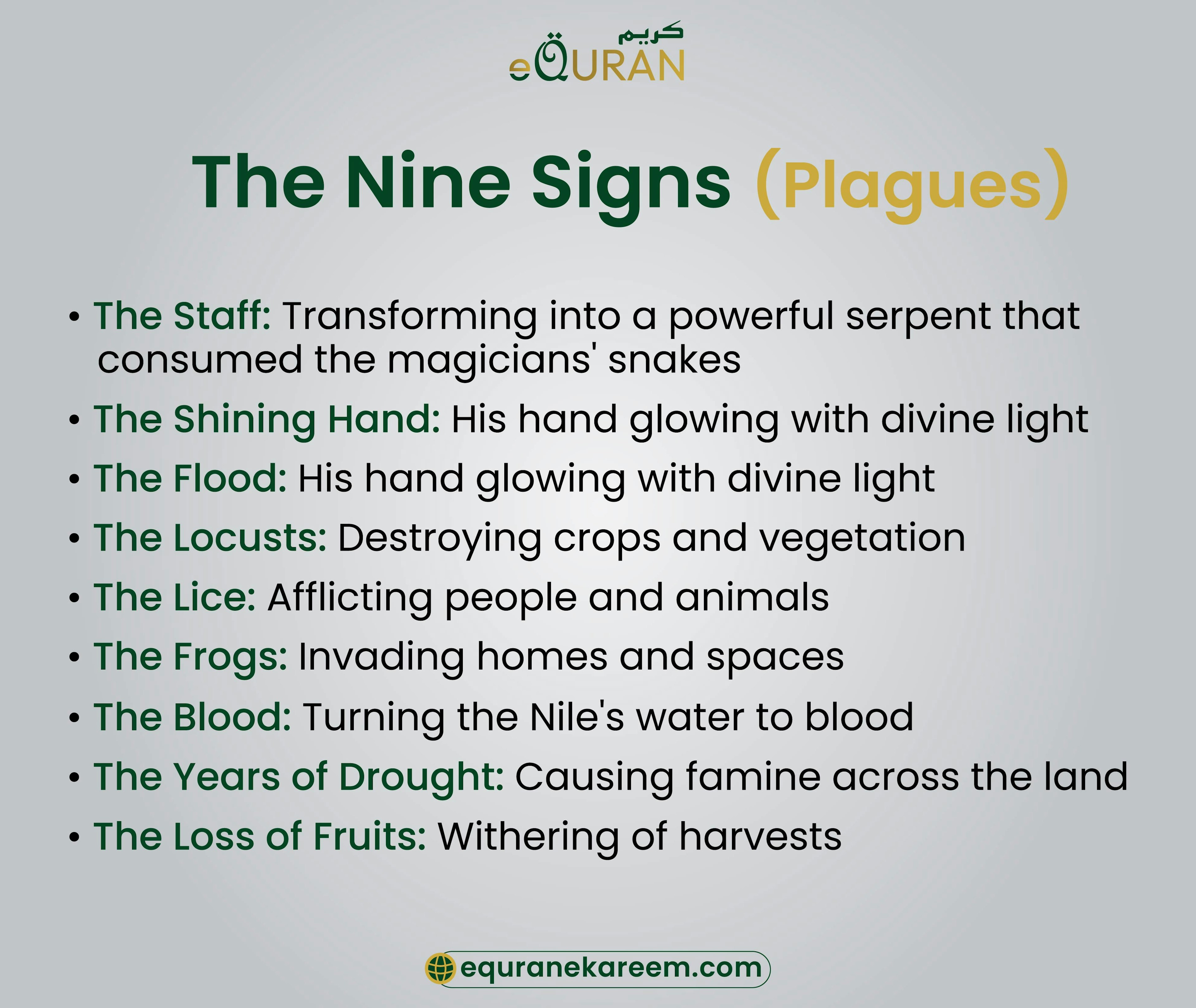 The Nine Miraculous Signs (Plagues)