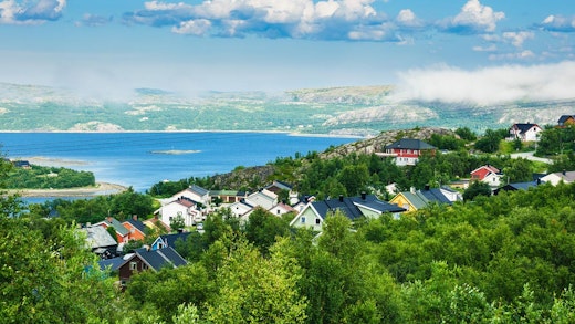 Panoramavy över Kirkenes i Norge.