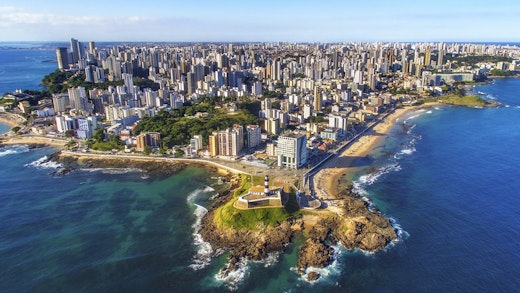 Salvador de Bahia i Brasilien, ur ett flygperspektiv.