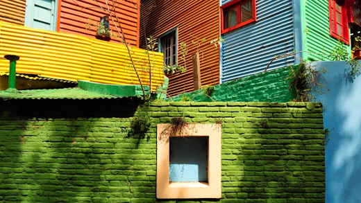 Färgglada hus i La Boca i Buenos Aires, Argentina.