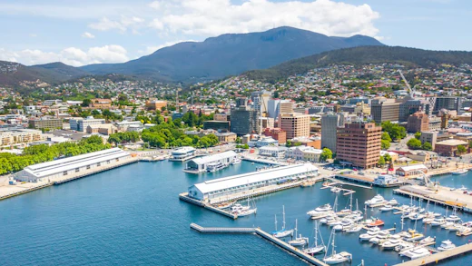 Hamnen i Hobart på Tasmanien, Australien.