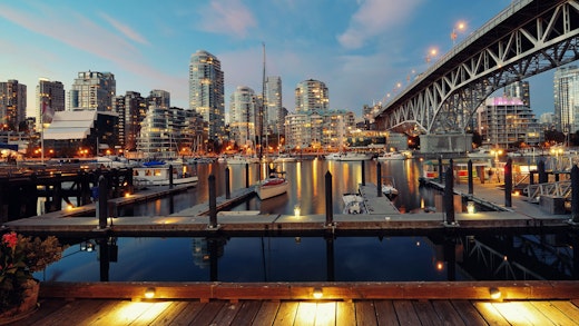 Småbåtshamn i Vancouver, Kanada.