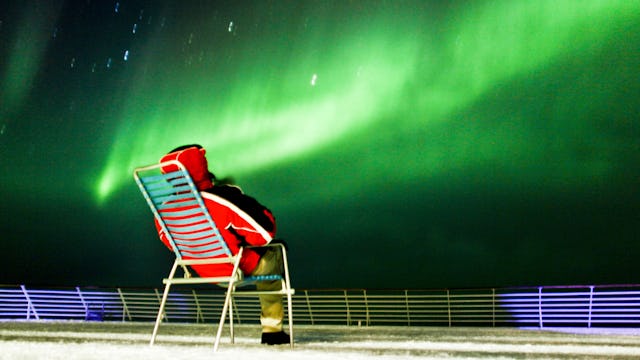 Fantastiskt norrsken sett från ombord på ett fartyg. Foto: Stein J Bjørge