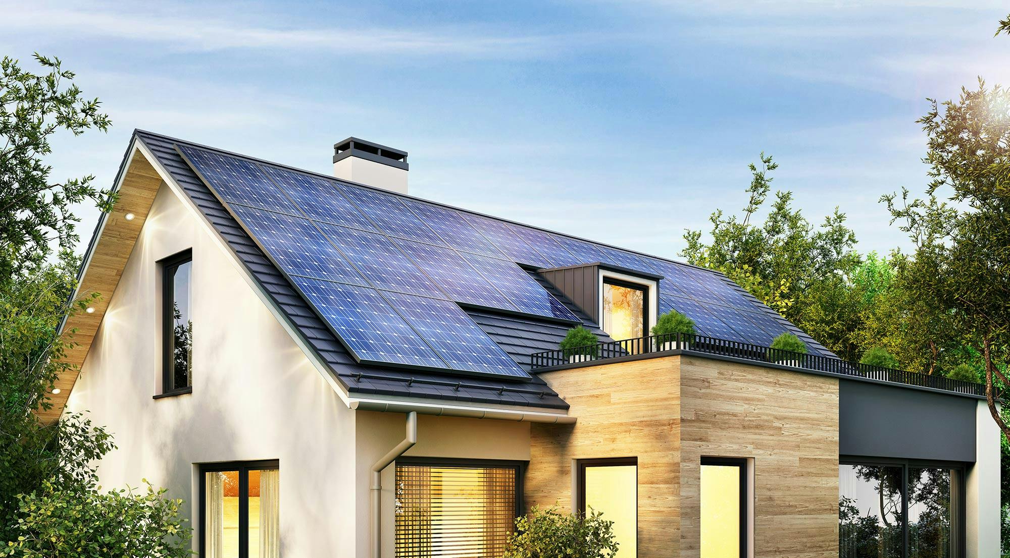 Home with solar panels