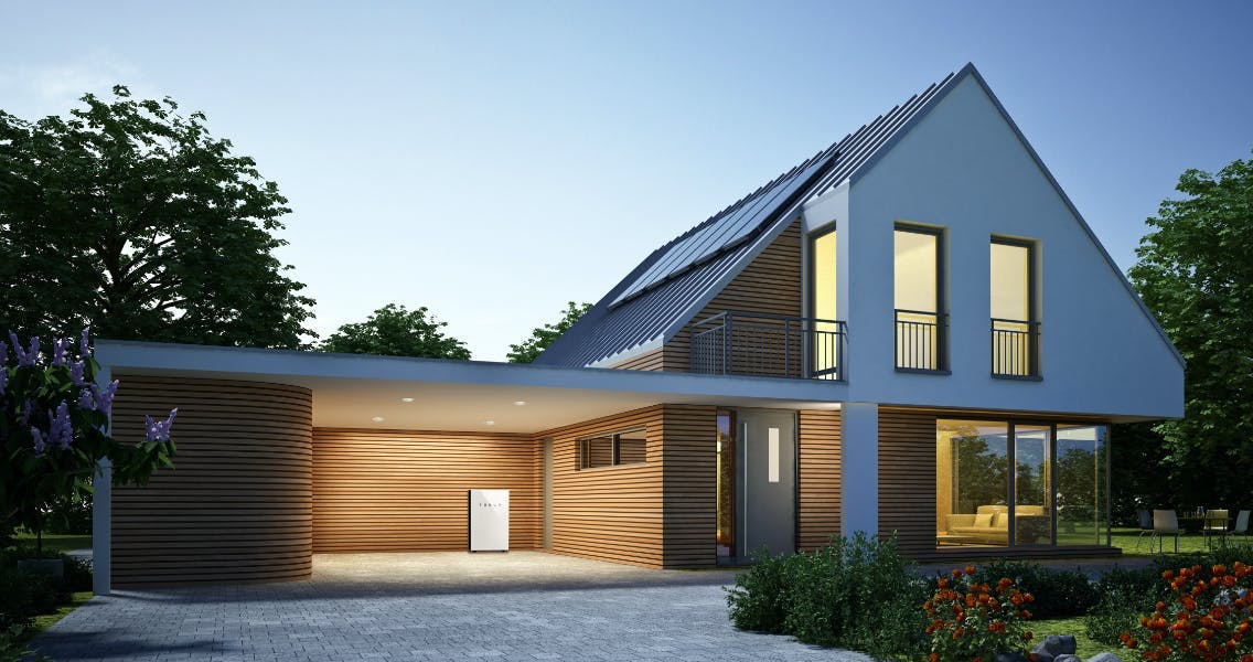 Tesla battery outside home