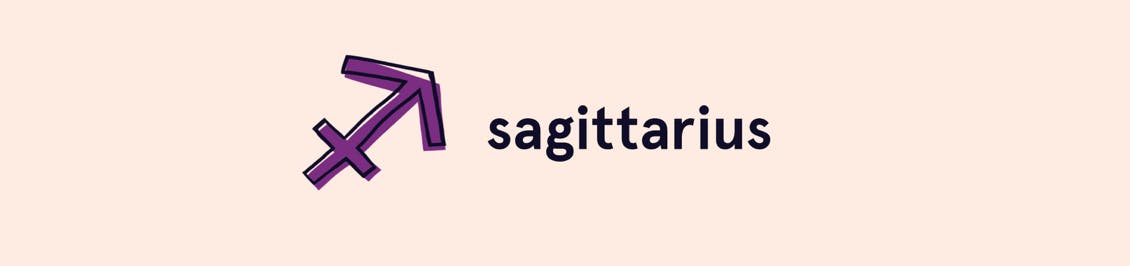 image of sagittarius zodiac symbol as a header in esalon's color horoscope featured in color mastery
