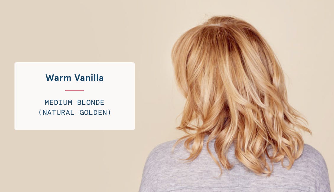 Image of woman's back of head with warm vanilla custom hair color