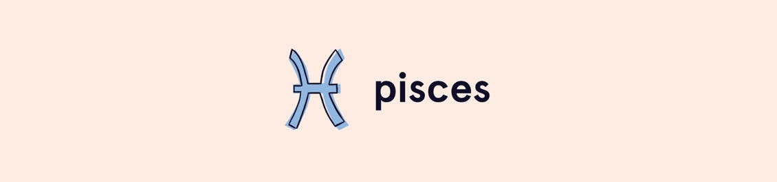 Image of pisces zodiac symbol as header in color horoscope section featured in color mastery