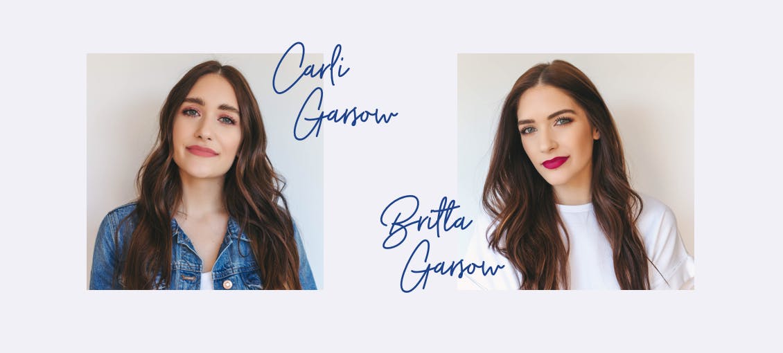 Image of Carli Garsow on left and Britta Garsow on right, both with esalon custom hair colors