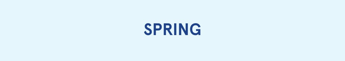 Image of the word spring on blue background