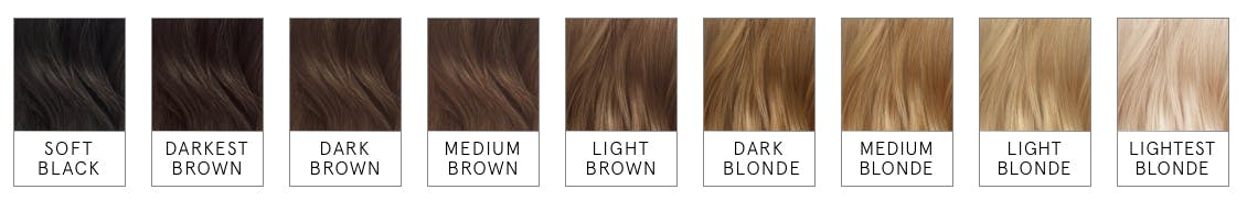 Image of hair color ranges when looking to go lighter or darker by one two shades