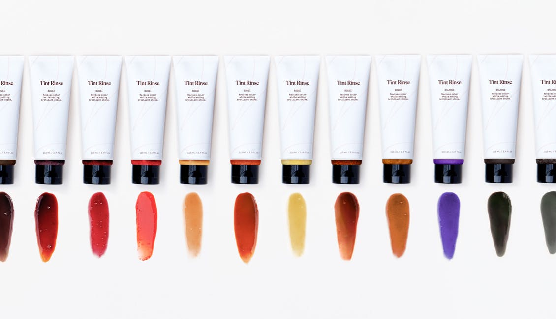 Image of 12 shades of eSalon's Tint Rinse and their swatches