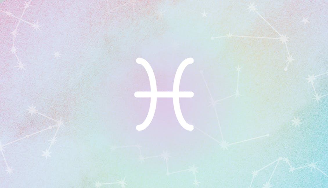 Pisces symbol with a celestial background