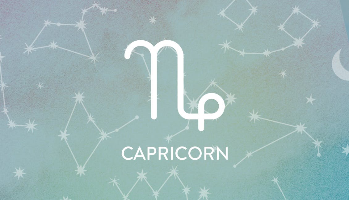 The Zodiac symbol for Capricorn with constellations in the background