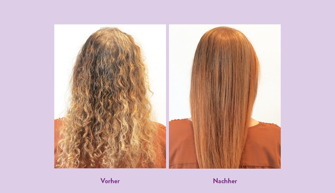 Bild einer eSalon-Kundin mit einer ebenmäßigen Haarfarbe nach der Verwendung des Color Pro Pre-Color Balancer