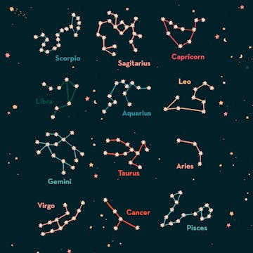 the 12 zodiac constellations drawn by an artist for esalon