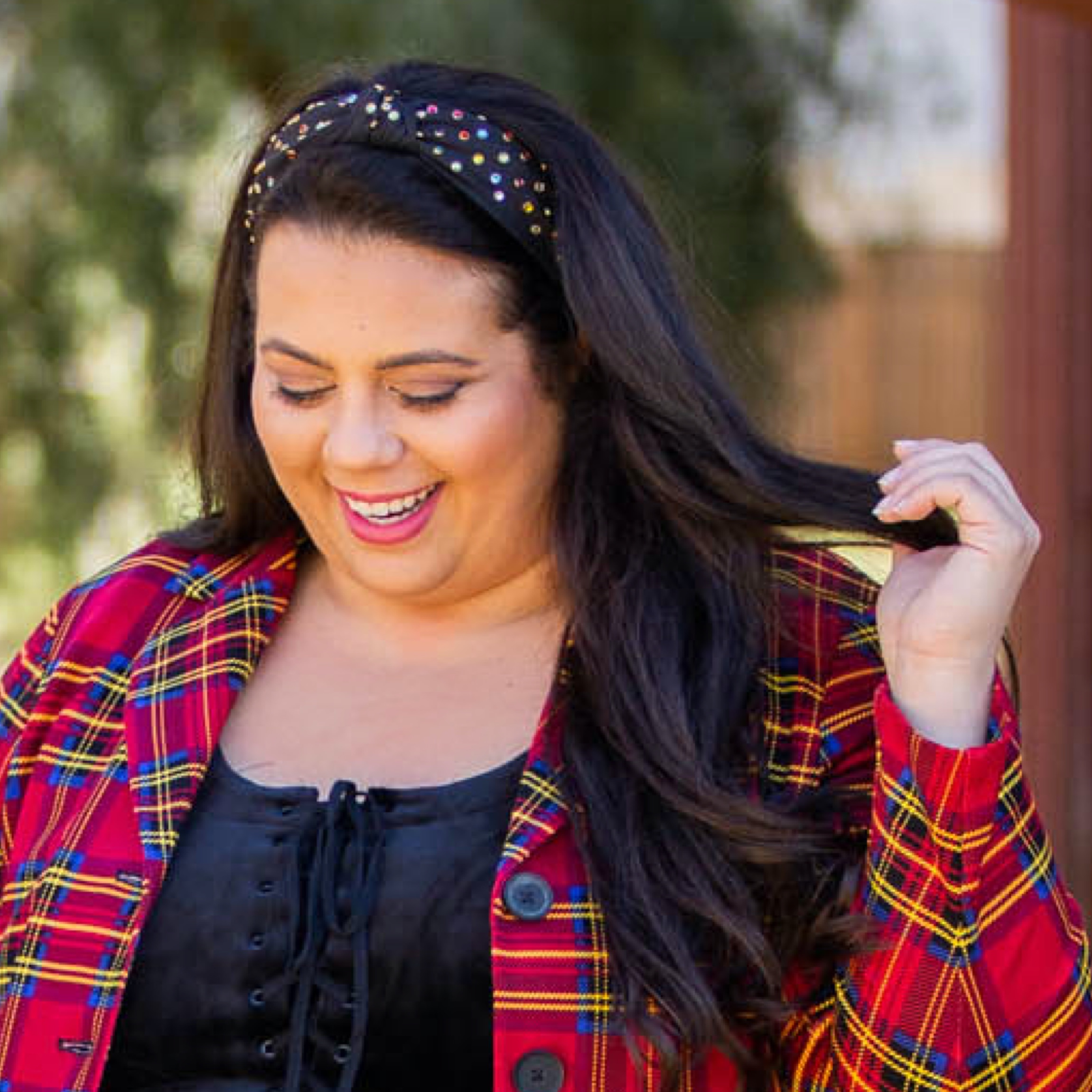 eSalon client Callie in a custom Molten Chocolate Brunette hair color for the holiday season. 