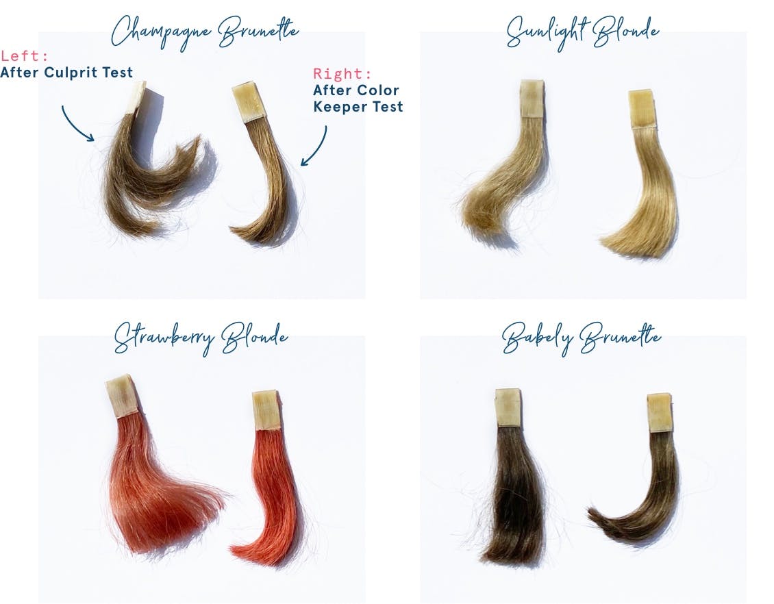 eSalon custom home hair color fading over time on hair swatches.