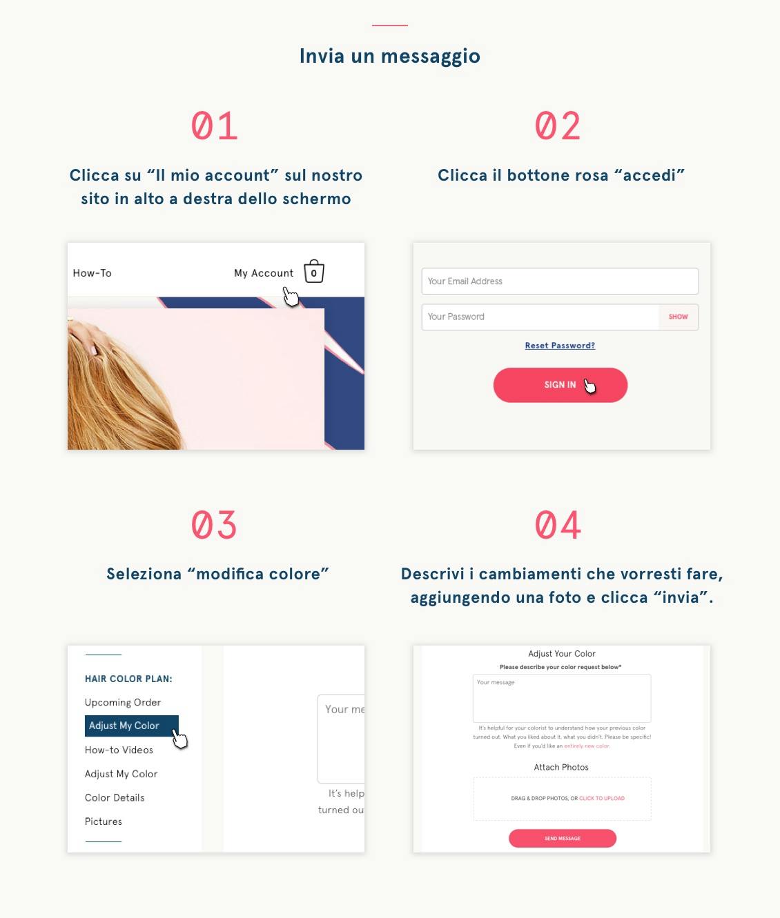 Invia un messaggio sul sito