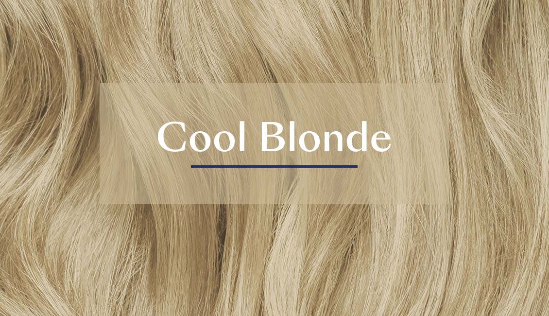 Blonde curled hair with Cool Blonde text.